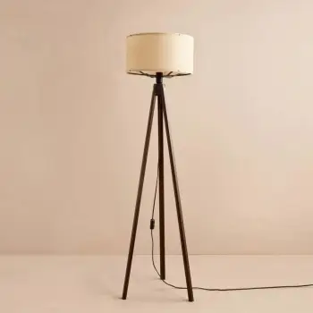 Llambë dyshemeje Opviq, AYD-3450, kornizë druri, stof krem-kafe, 140cm