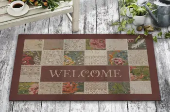 Shilte hyrëse PVC Aberto Design, kollazh me lule, shumëngjyrëshe, 45x70cm