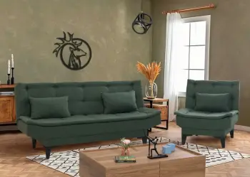 Set divani-krevat Atelier del Sofa, Santo-S-1070, ngjyrë e gjelbër