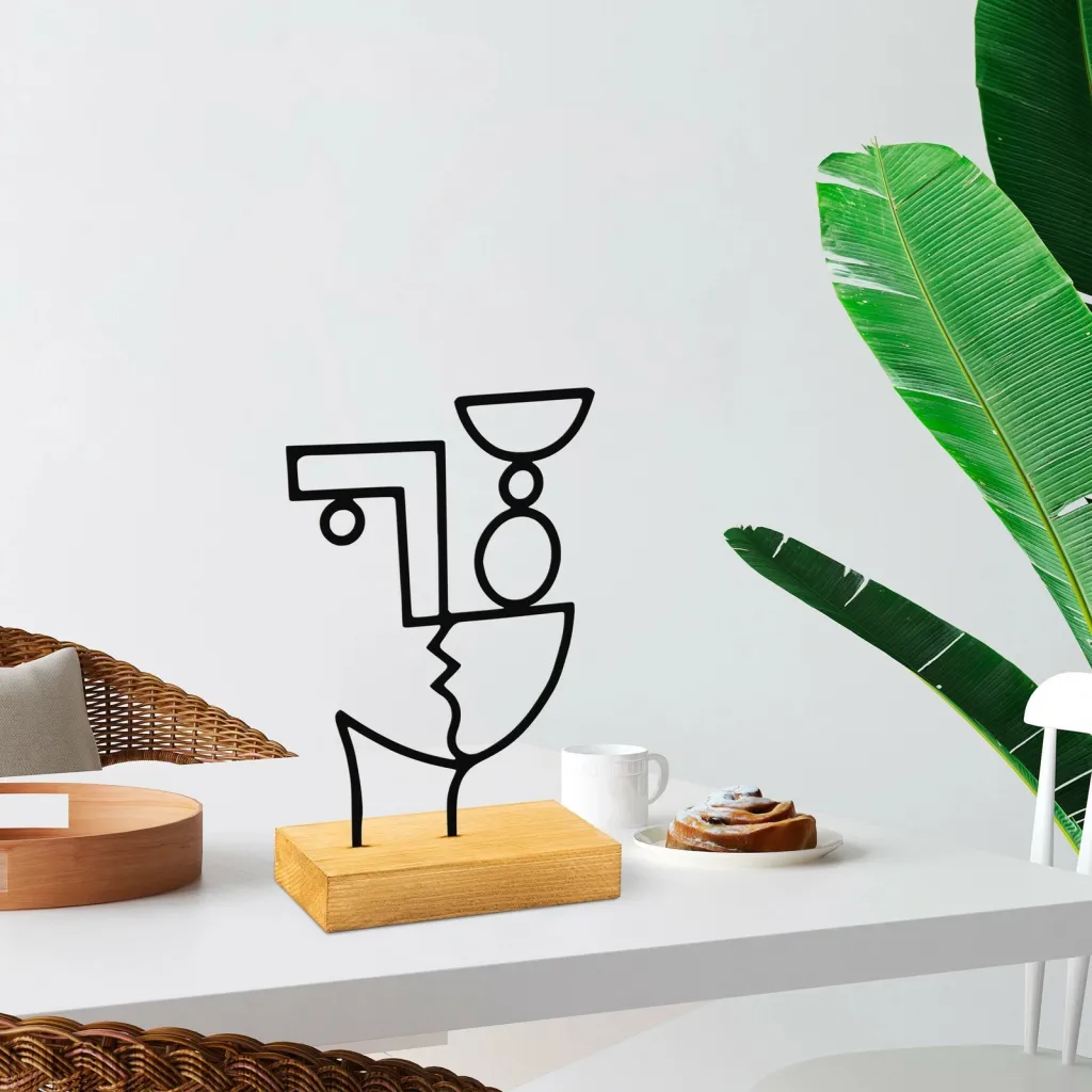 Objekt dekorativ Aberto Design, Cubik, ngjyrë e zezë dhe druri - 3