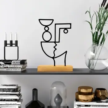 Objekt dekorativ Aberto Design, Cubik, ngjyrë e zezë dhe druri