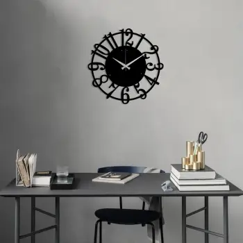 Orë muri dekorative prej metali, Wallity, orë muri metalike, e zezë, 48x48cm