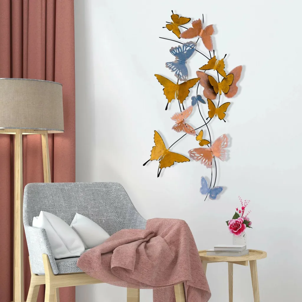 Aksesor dekorativ metalik për mur, flutura, Wallity - 5
