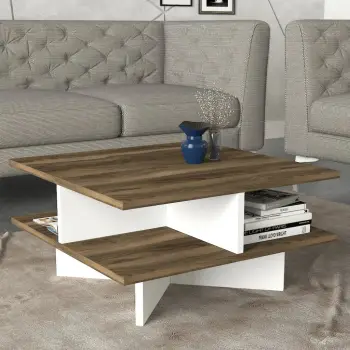 Tavolinë kafeje Hanah Home, Hamton, ngjyrë arre dhe e bardhë