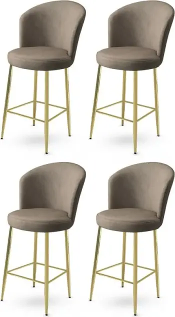 Set karrigesh për bar (4 copë), Hanah Home, Fora, kapuçino, ari