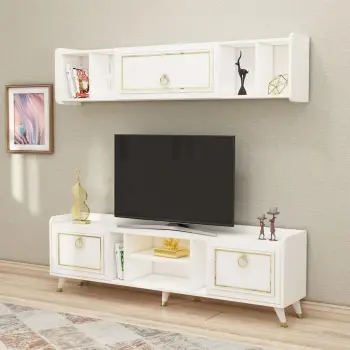 Komodë TV Hanah Home, Alya, e bardhë dhe ari