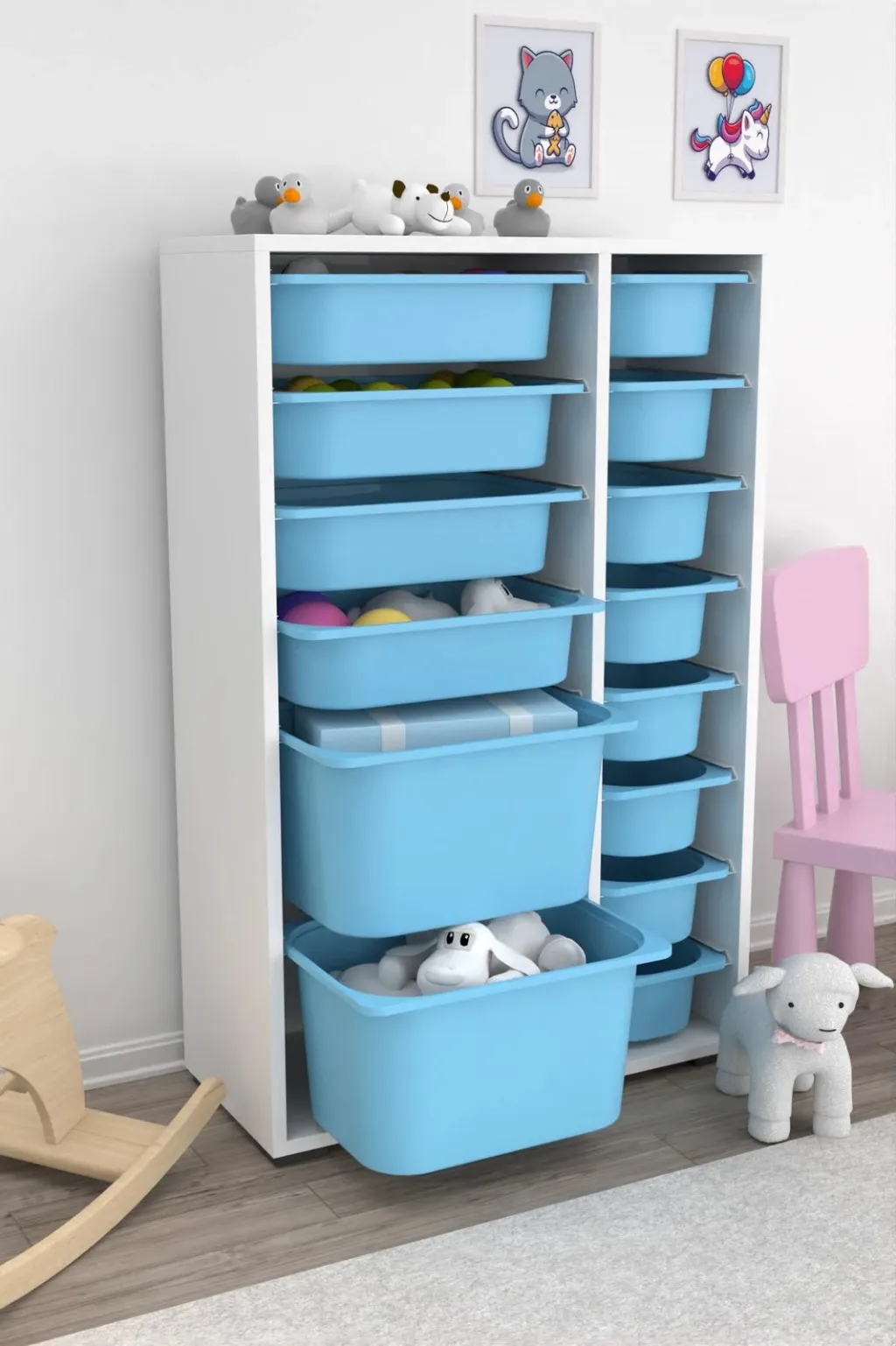 Dollap multifunksional, i bardhë dhe kaltër, Hanah Home Rine 2D4K8U - 1