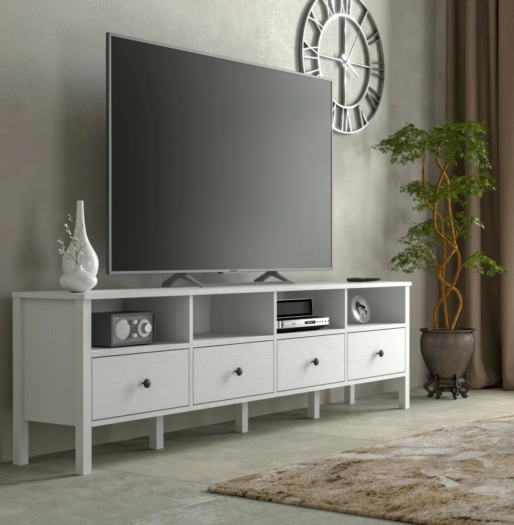 Komodë TV Hanah Home, FRN-20006, ngjyrë druri dhe e bardhë - 3