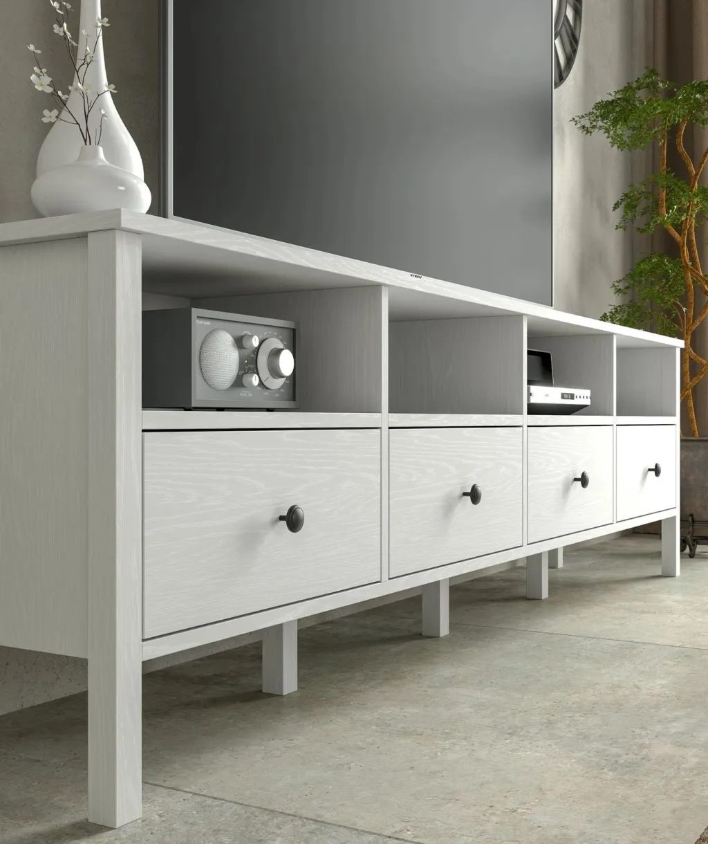 Komodë TV Hanah Home, FRN-20006, ngjyrë druri dhe e bardhë - 4