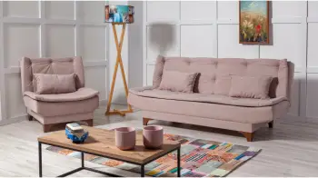 Set divan-krevat Atelier del Sofa, Kelebek-TKM08 0900, ngjyrë gur