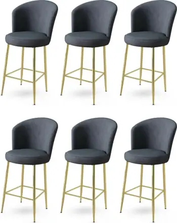 Set karrigesh për bar (6 copë), Hanah Home, Fora, anthracite, gold