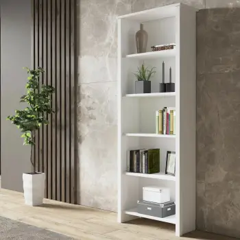 Raft librash Hanah Home, FRN-10033, ngjyrë druri dhe e bardhë, 64x170x25 cm