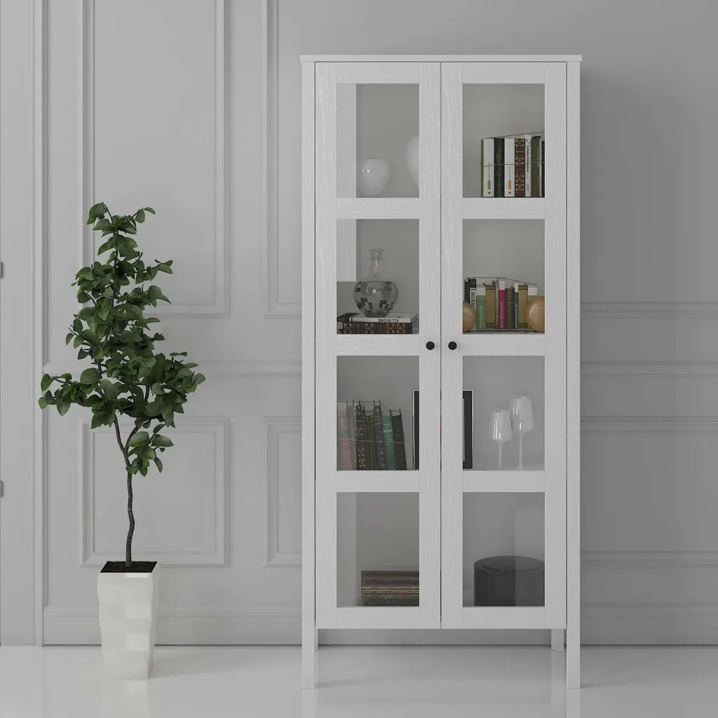 Raft librash Hanah Home, FRN-10032, ngjyrë druri dhe e bardhë - 2