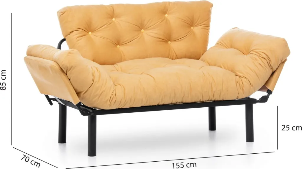 Divan-krevat 2 vende, ngjyrë mustard, Nitta - 12