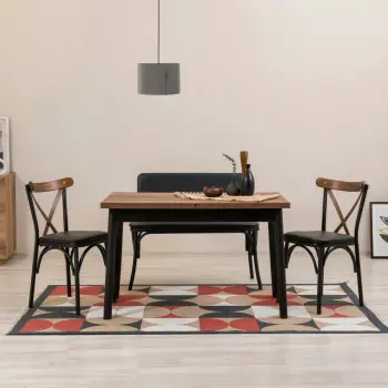 Set tavoline e zgjatshme me karrige (4 copë), Hanah Home, Oliver, açl.barok-black V2