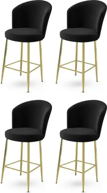 Set karrigesh për bar (4 copë), Hanah Home, Alte, e zezë, ari