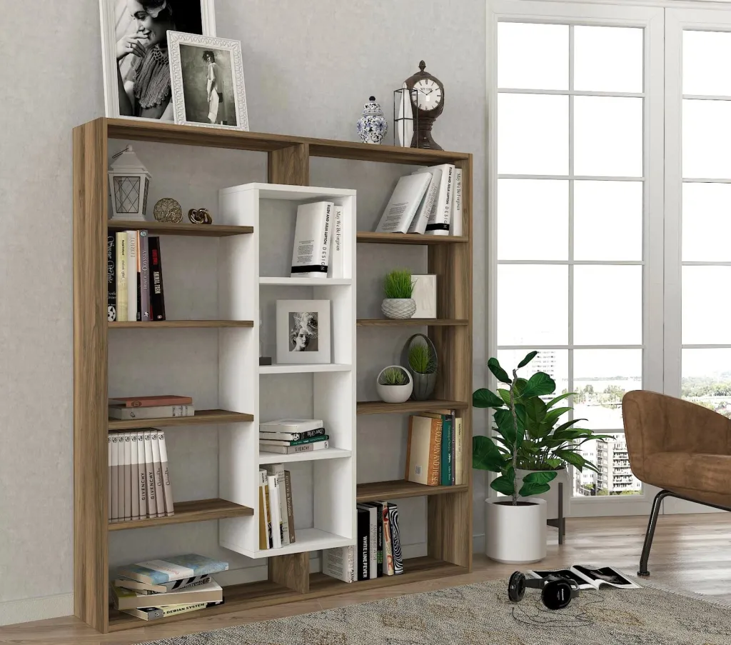 Raft librash Hanah Home, Ample, ngjyrë arre dhe e bardhë - 2