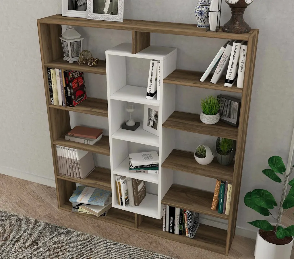Raft librash Hanah Home, Ample, ngjyrë arre dhe e bardhë - 3