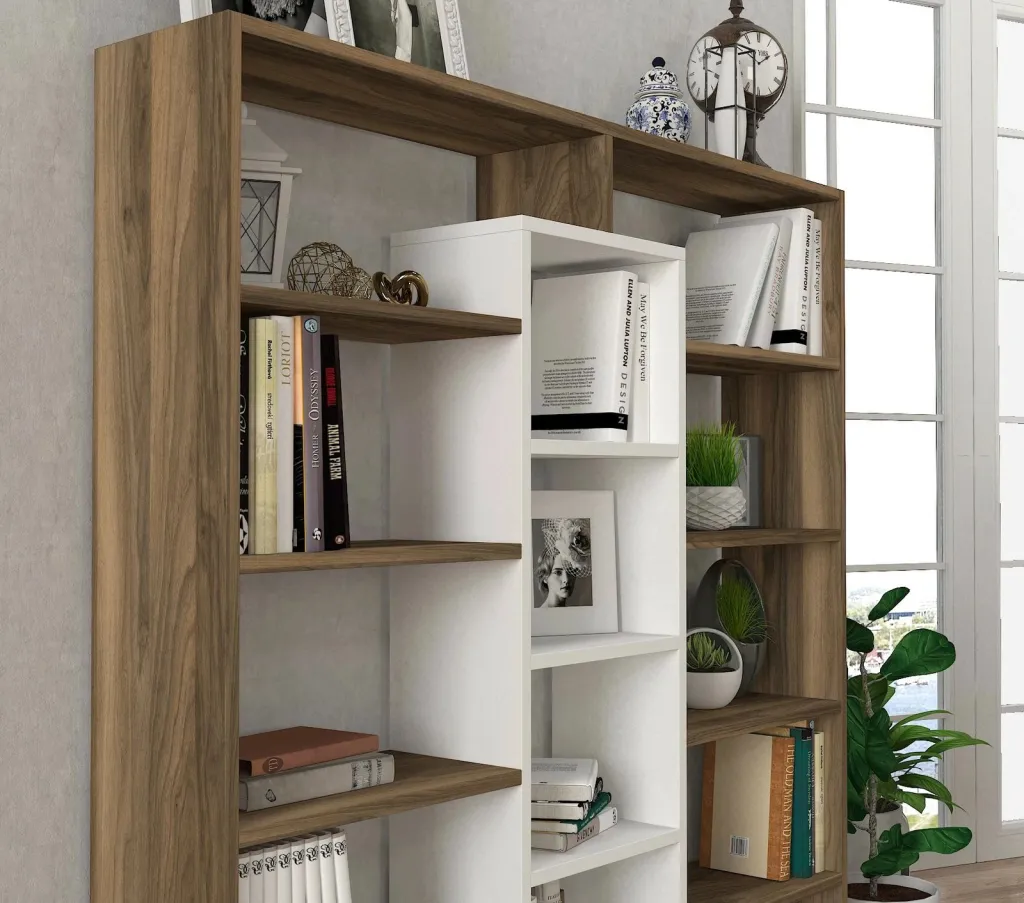 Raft librash Hanah Home, Ample, ngjyrë arre dhe e bardhë - 4