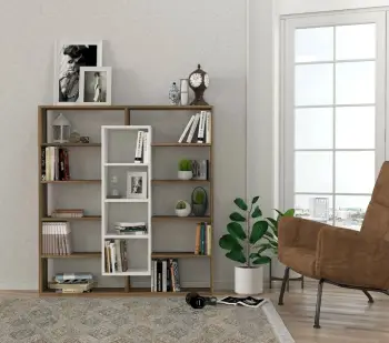 Raft librash Hanah Home, Ample, ngjyrë arre dhe e bardhë