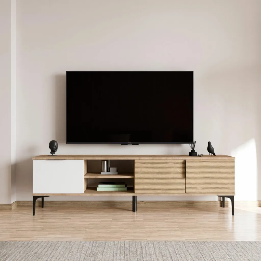 Komodë TV Hanah Home, Tarz, e bardhë dhe lis - 1