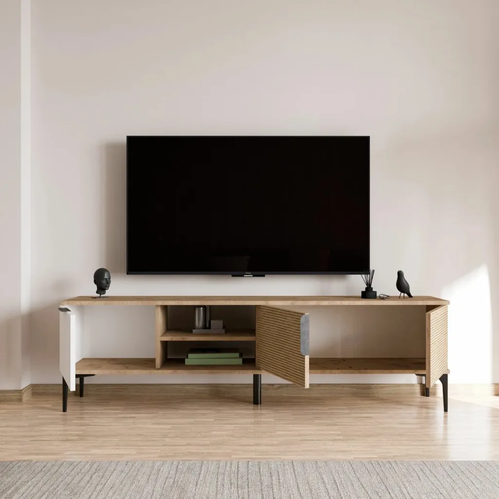 Komodë TV Hanah Home, Tarz, e bardhë dhe lis - 2