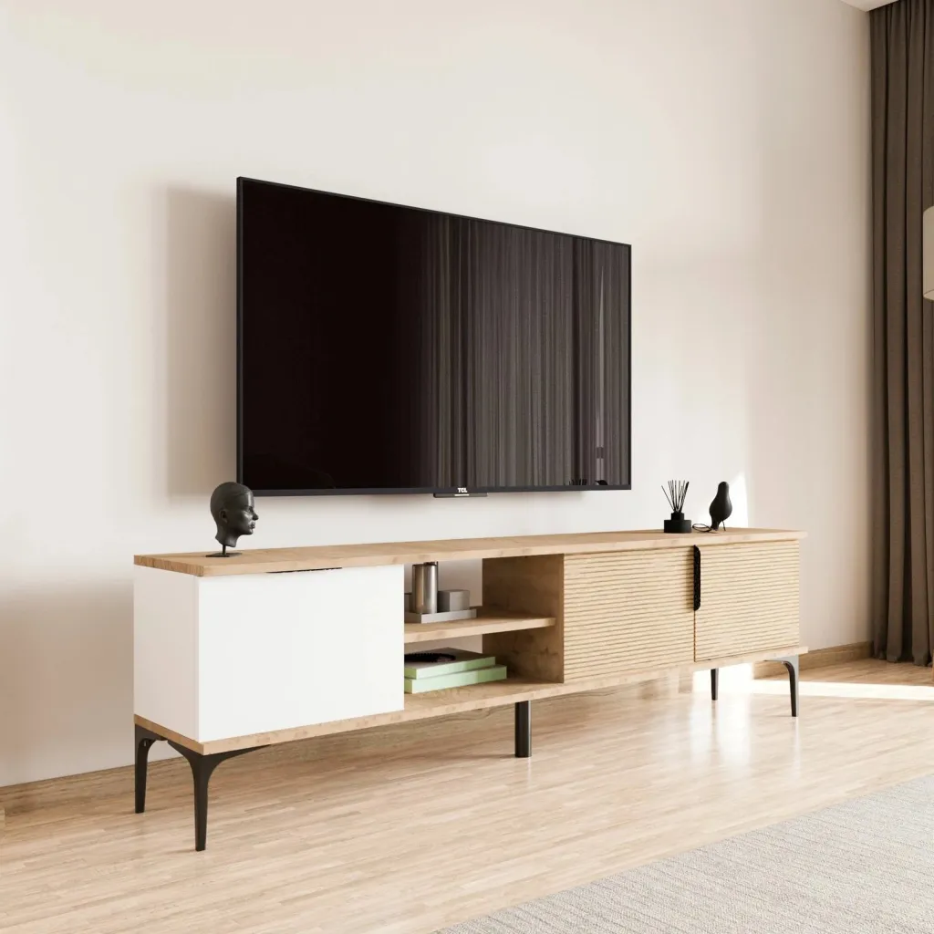 Komodë TV Hanah Home, Tarz, e bardhë dhe lis - 3