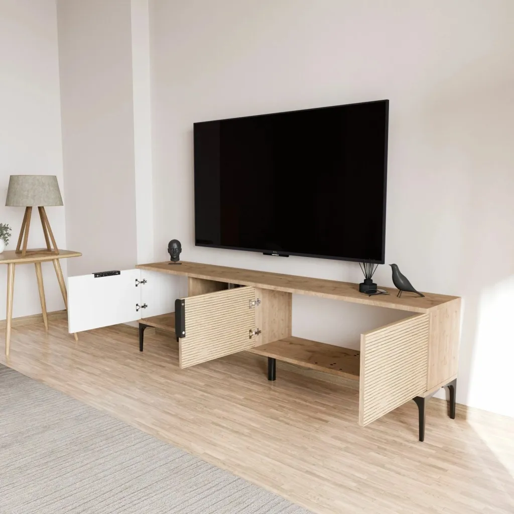 Komodë TV Hanah Home, Tarz, e bardhë dhe lis - 4