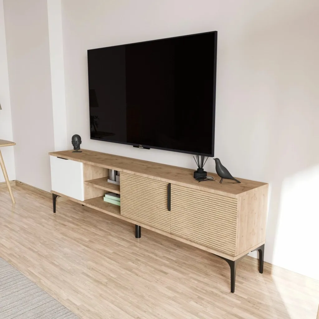 Komodë TV Hanah Home, Tarz, e bardhë dhe lis - 5