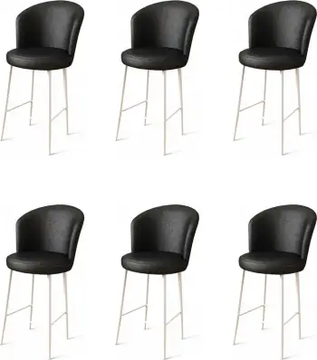 Set karrigesh për bar (6 copë), Hanah Home Uras, e zezë dhe e bardhë