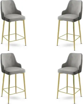 Set karrigesh për bar, Hanah Home, Enox, gri, ari (4 copë)