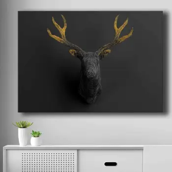 Pikturë dekorative në kanavacë, ngjyrë ari dhe e zezë, 70x100cm, Wallity 70100NISC-024