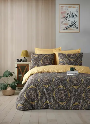 Set mbulesashtrati sateni për dopio, ngjyrë gri dhe mustardë, L'essentiel, Varak
