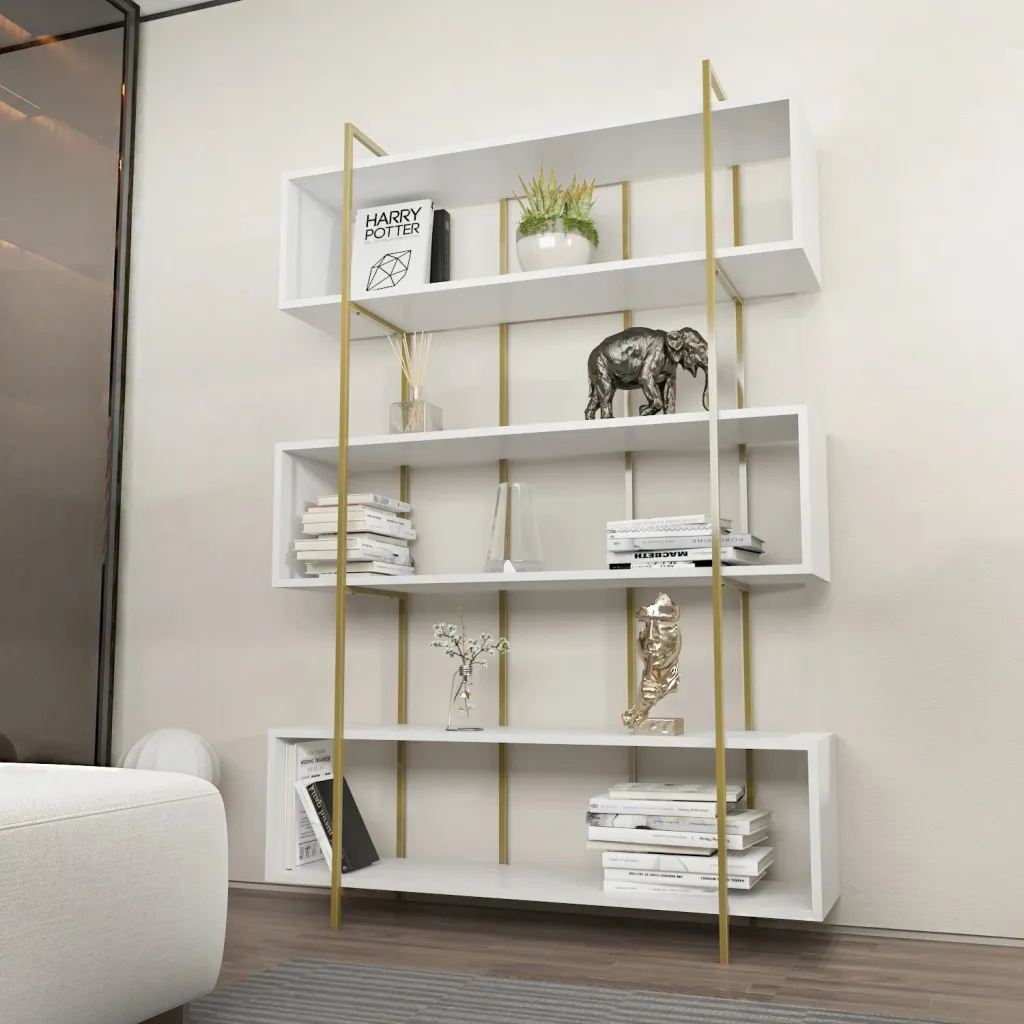 Raft librash Hanah Home, Bruti, i bardhë dhe ari - 1