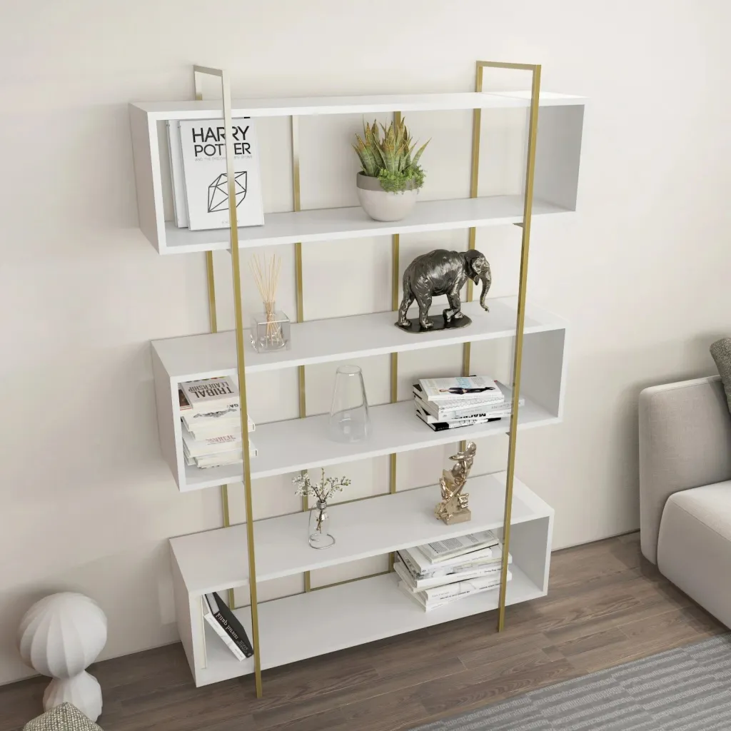Raft librash Hanah Home, Bruti, i bardhë dhe ari - 2