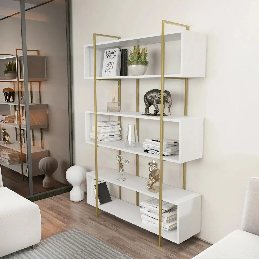 Raft librash Hanah Home, Bruti, i bardhë dhe ari - 3