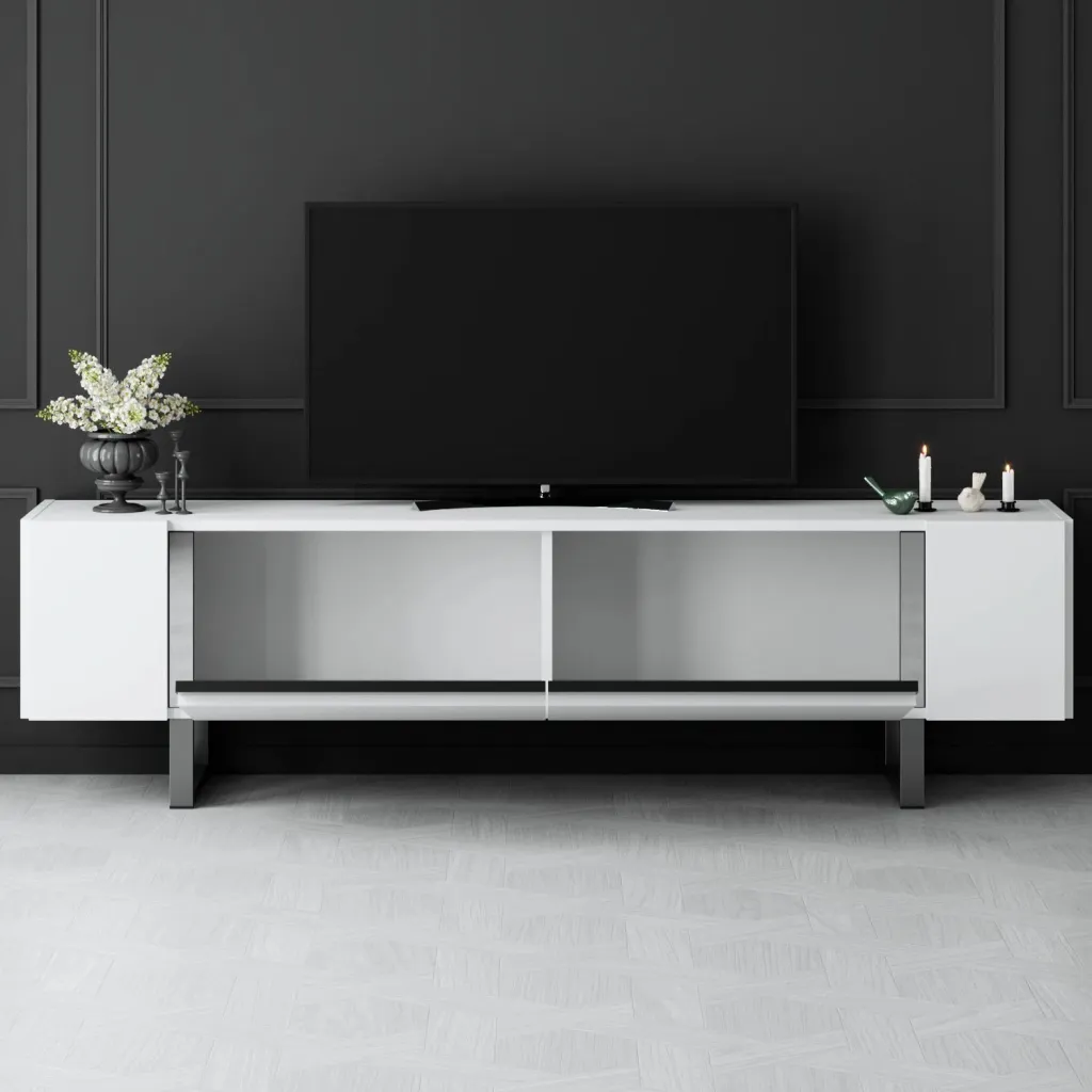 Komodë TV Hanah Home, Yildiz, e bardhë dhe argjendtë - 3
