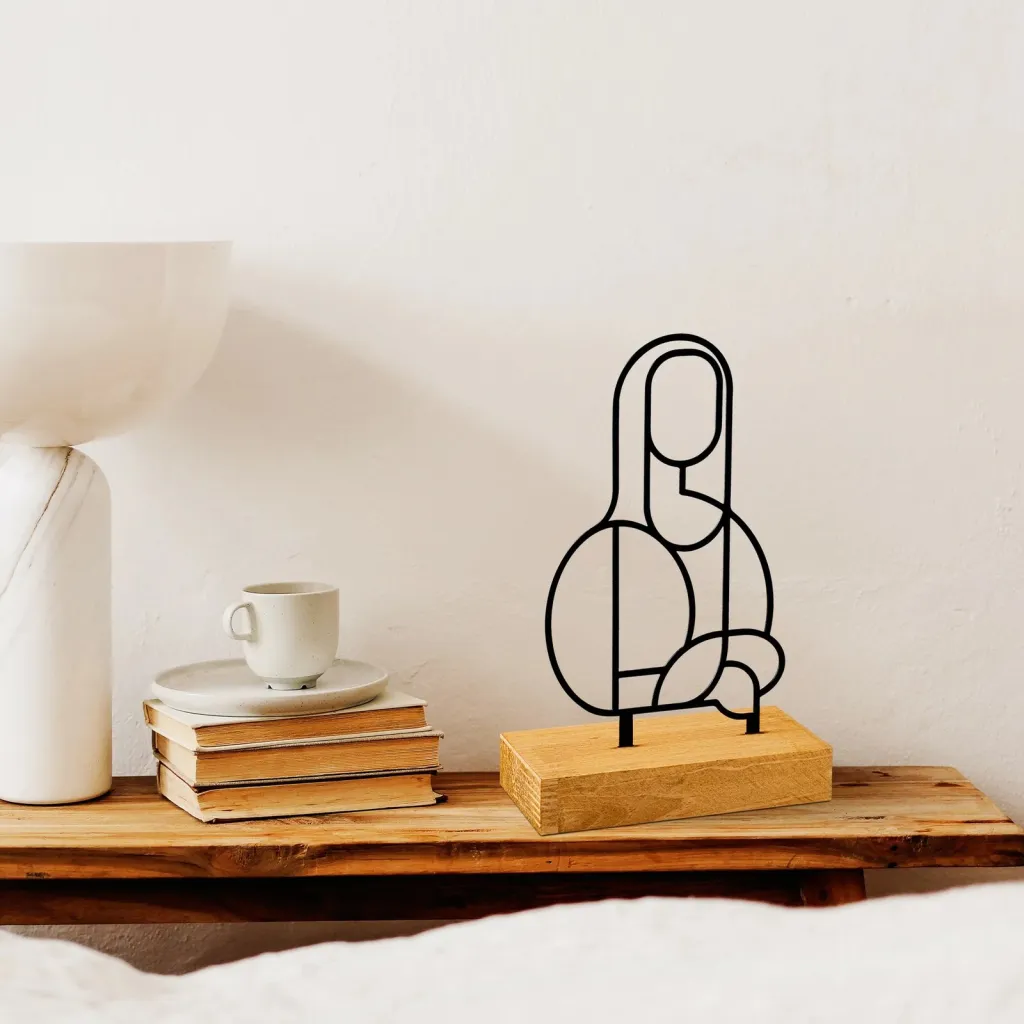 Objekt dekorativ Aberto Design Mona, metal i zi, bazë druri - 2