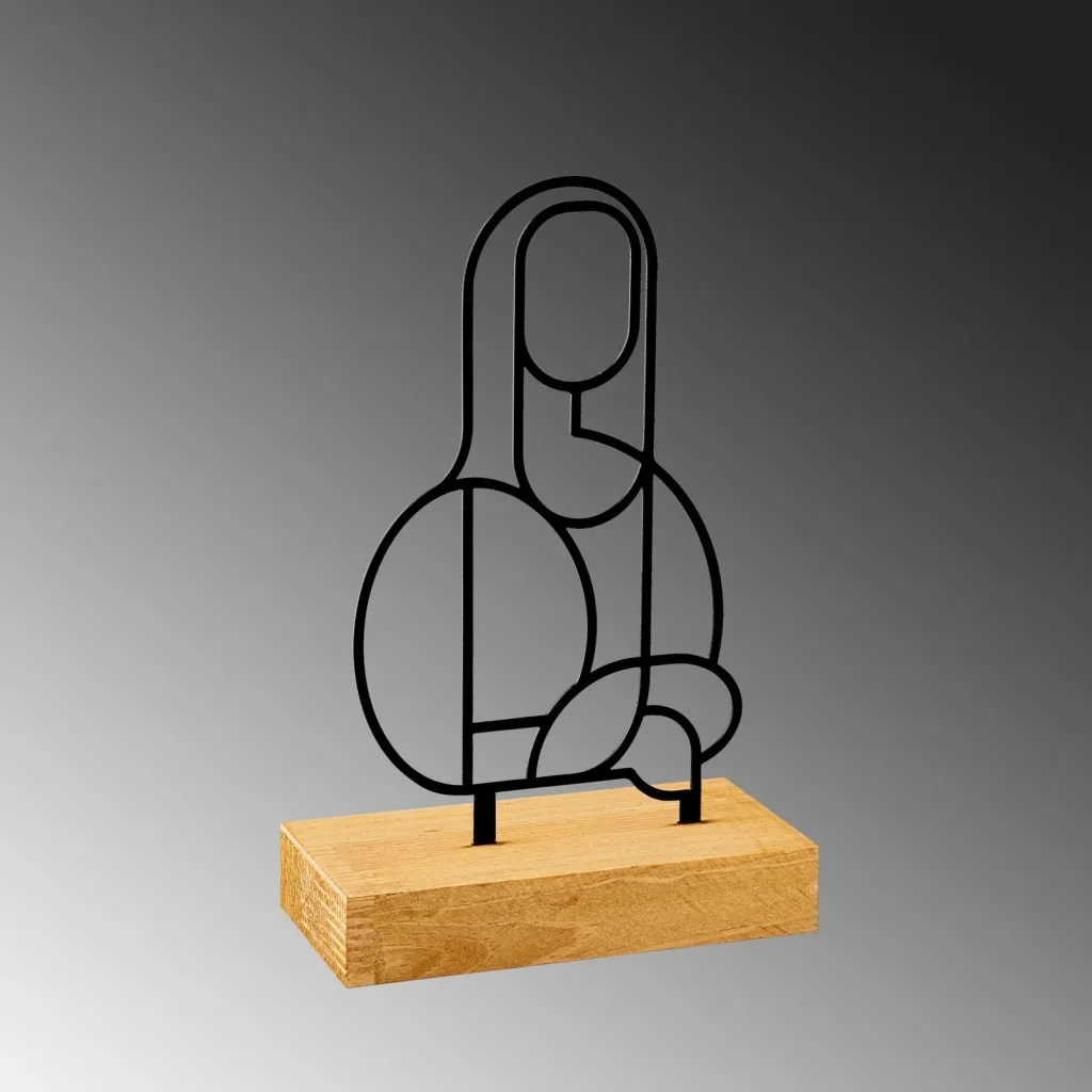 Objekt dekorativ Aberto Design Mona, metal i zi, bazë druri - 5