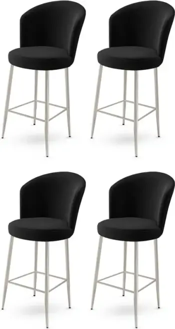 Set karrigesh për bar (4 copë), Hanah Home, Alte, e zezë, krom