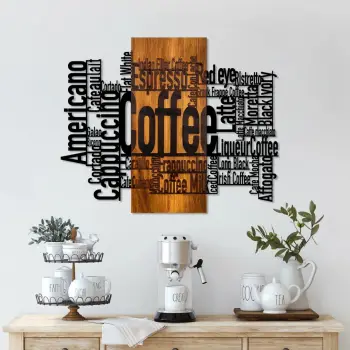 Aksesor dekorativ për mur, dru natyral, ngjyrë arre dhe e zezë, Wallity, Coffee Mixed