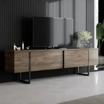 Komodë televizori Hanah Home, Luxe, ngjyrë arre dhe e zezë