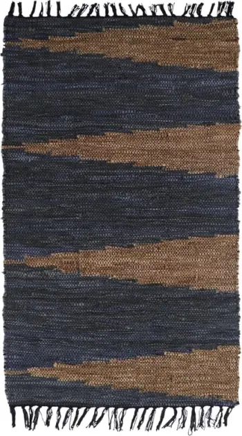 Qilim Fume, lëkurë, ngjyrë gri-bezhë, 60x90cm