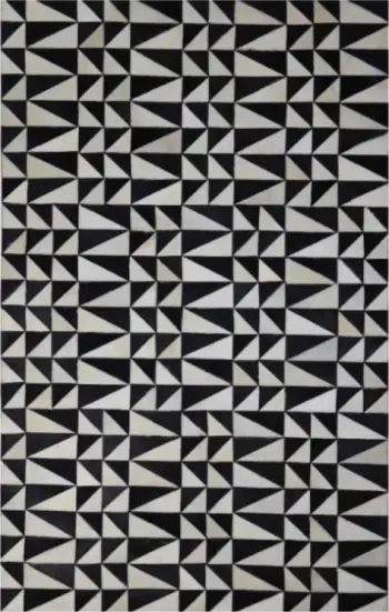 Qilim dhome ndenje, lëkurë dhe lesh, ngjyrë e zezë dhe e bardhë, 120x200cm