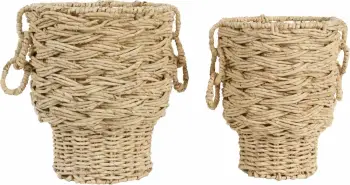 Set shporta POROS 2 copë, 29x29x35cm, gjethe misri, natyrale