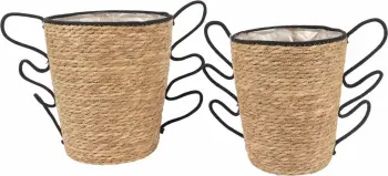 Set shporta Aelia, 2 copë, kashtë deti, natyrale/zezë, 30x30x34 cm