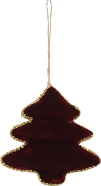 Dekor pemë Krishtlindjesh, ngjyrë bordo-ari, 12x11cm