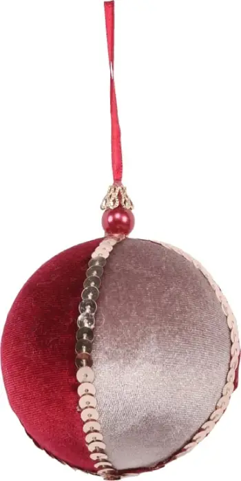 Top dekorativ për pemë të Vitit të Ri, ngjyrë e kuqe dhe rozë e zbehtë, 8x8x8cm