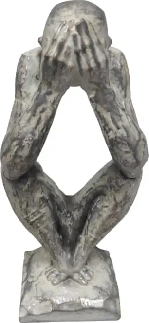 Figurë dekorative PENSEI 3, polirezine, ngjyrë argjendi, 9x8x21 cm