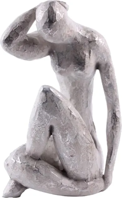 Figurë dekorative POZA 2, polirezine, argjend, 14x10x21 cm - 1